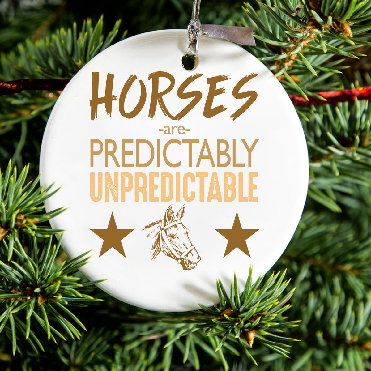 Horses are Predictably Unpredictable Ceramic Ornament, view 2