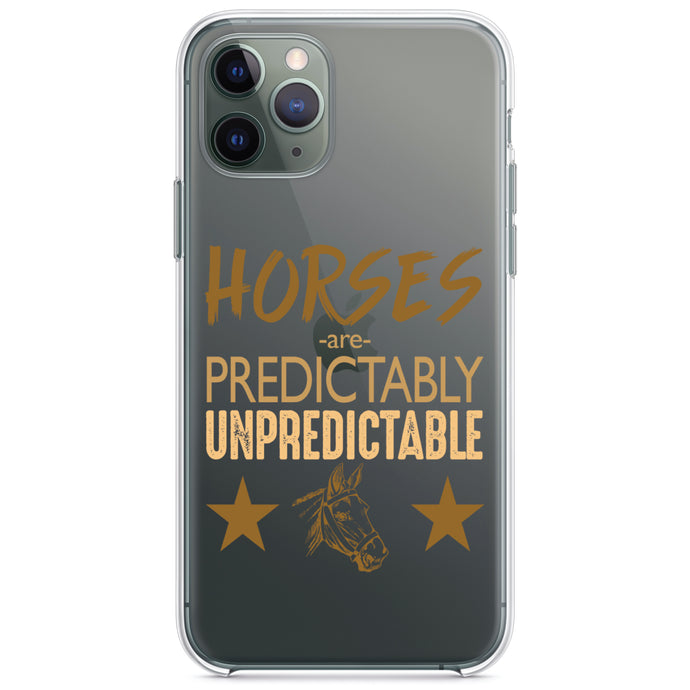 DistinctInk® Clear Shockproof Hybrid Case for Apple iPhone / Samsung Galaxy / Google Pixel - Horses are Predictably Unpredictable