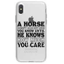 DistinctInk® Clear Shockproof Hybrid Case for Apple iPhone / Samsung Galaxy / Google Pixel - Horse Doesn't Care How Much You Know