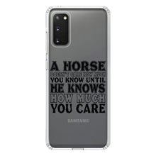 DistinctInk® Clear Shockproof Hybrid Case for Apple iPhone / Samsung Galaxy / Google Pixel - Horse Doesn't Care How Much You Know