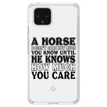 DistinctInk® Clear Shockproof Hybrid Case for Apple iPhone / Samsung Galaxy / Google Pixel - Horse Doesn't Care How Much You Know