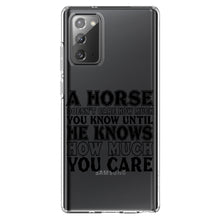 DistinctInk® Clear Shockproof Hybrid Case for Apple iPhone / Samsung Galaxy / Google Pixel - Horse Doesn't Care How Much You Know
