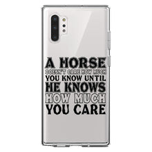 DistinctInk® Clear Shockproof Hybrid Case for Apple iPhone / Samsung Galaxy / Google Pixel - Horse Doesn't Care How Much You Know