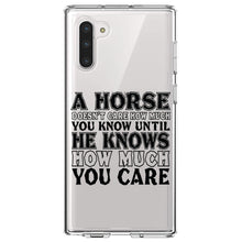 DistinctInk® Clear Shockproof Hybrid Case for Apple iPhone / Samsung Galaxy / Google Pixel - Horse Doesn't Care How Much You Know