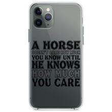 DistinctInk® Clear Shockproof Hybrid Case for Apple iPhone / Samsung Galaxy / Google Pixel - Horse Doesn't Care How Much You Know