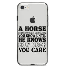 DistinctInk® Clear Shockproof Hybrid Case for Apple iPhone / Samsung Galaxy / Google Pixel - Horse Doesn't Care How Much You Know