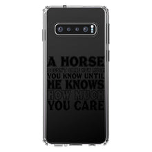 DistinctInk® Clear Shockproof Hybrid Case for Apple iPhone / Samsung Galaxy / Google Pixel - Horse Doesn't Care How Much You Know