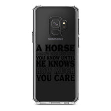 DistinctInk® Clear Shockproof Hybrid Case for Apple iPhone / Samsung Galaxy / Google Pixel - Horse Doesn't Care How Much You Know