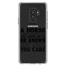 DistinctInk® Clear Shockproof Hybrid Case for Apple iPhone / Samsung Galaxy / Google Pixel - Horse Doesn't Care How Much You Know