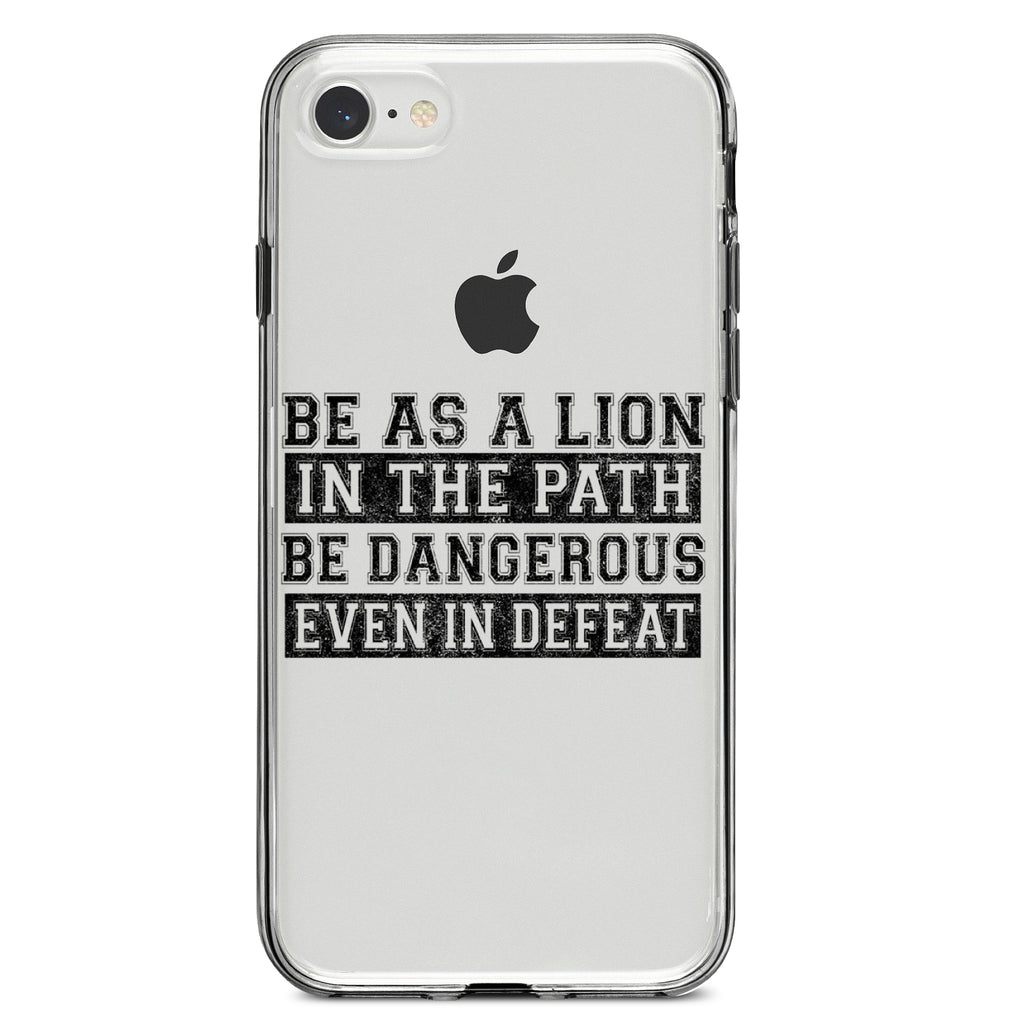 Be As A Lion, Dangerous in Defeat Clear Shockproof iPhone Case, view 5