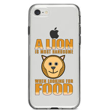 DistinctInk® Clear Shockproof Hybrid Case for Apple iPhone / Samsung Galaxy / Google Pixel - Lion is Most Handsome When Looking for Food