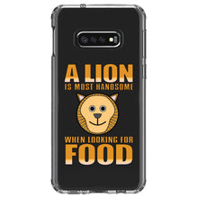 DistinctInk® Clear Shockproof Hybrid Case for Apple iPhone / Samsung Galaxy / Google Pixel - Lion is Most Handsome When Looking for Food