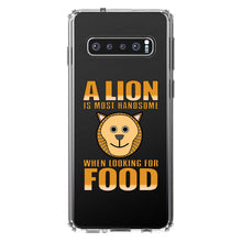 DistinctInk® Clear Shockproof Hybrid Case for Apple iPhone / Samsung Galaxy / Google Pixel - Lion is Most Handsome When Looking for Food