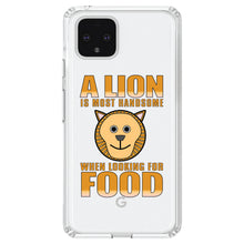 DistinctInk® Clear Shockproof Hybrid Case for Apple iPhone / Samsung Galaxy / Google Pixel - Lion is Most Handsome When Looking for Food