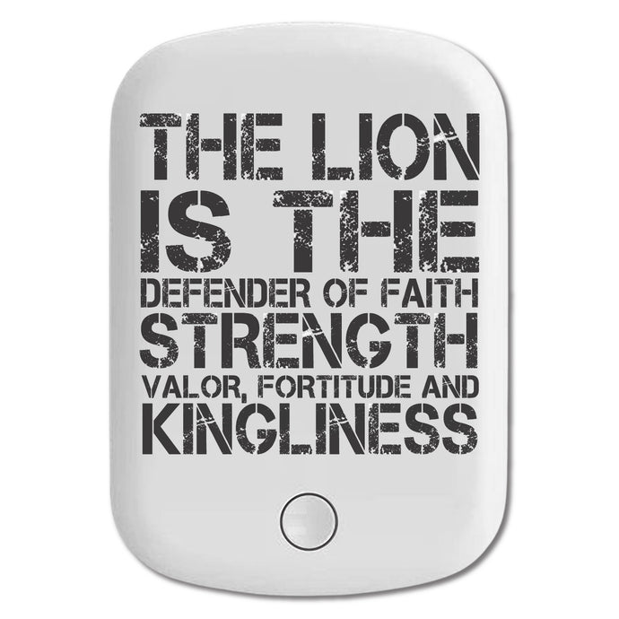 DistinctInk Magnetic Battery Pack, Wireless Portable Charger with USB-C Cable, Compatible with MagSafe iPhone 14 / 13 / 12 Series - Lion - Strength Valor Fortitude Kingliness