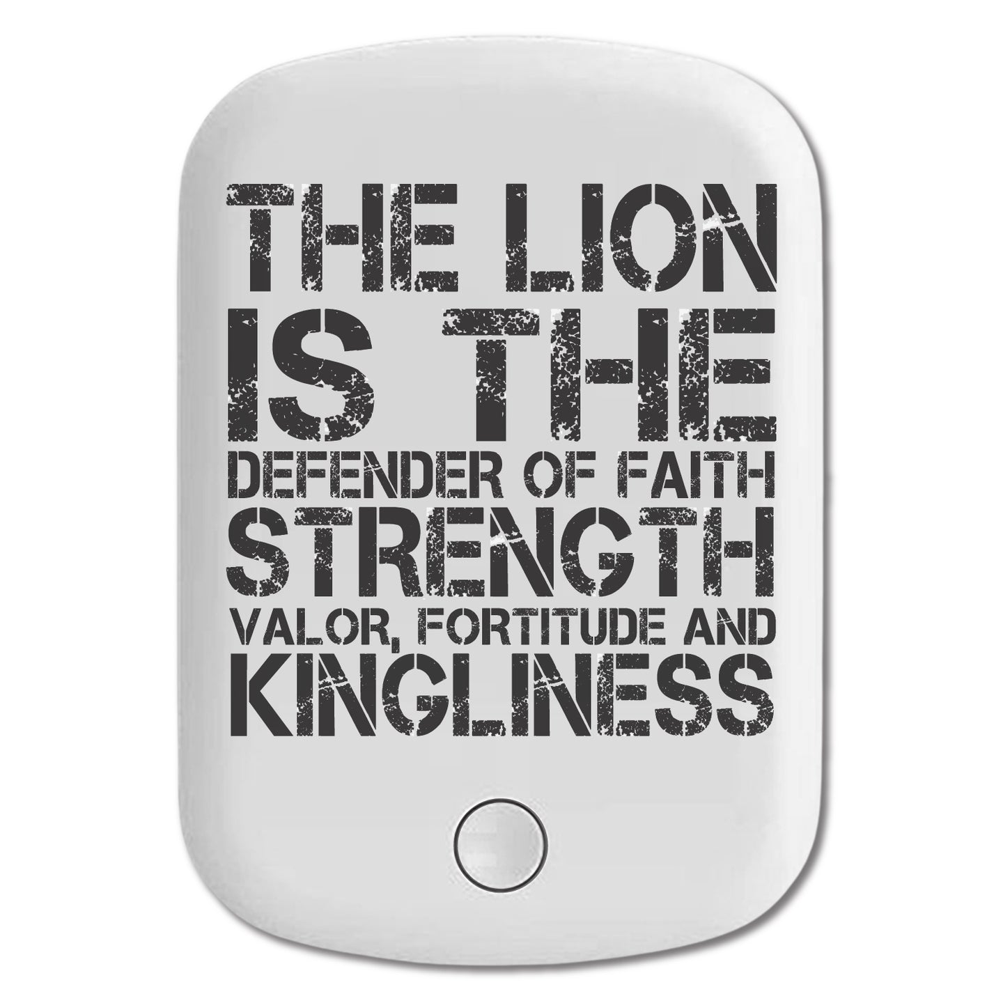 DistinctInk Magnetic Battery Pack, Wireless Portable Charger with USB-C Cable, Compatible with MagSafe iPhone 14 / 13 / 12 Series - Lion - Strength Valor Fortitude Kingliness