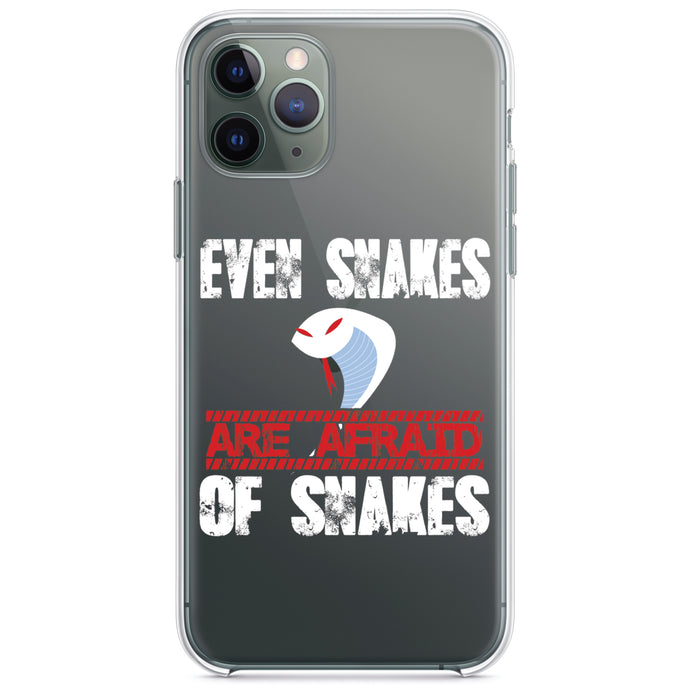 DistinctInk® Clear Shockproof Hybrid Case for Apple iPhone / Samsung Galaxy / Google Pixel - Even Snakes are Afraid of Snakes