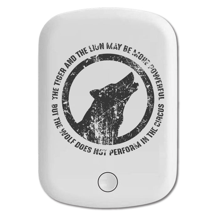 DistinctInk Magnetic Battery Pack, Wireless Portable Charger with USB-C Cable, Compatible with MagSafe iPhone 14 / 13 / 12 Series - Lion & Tiger Powerful, Wolf Not in Circus