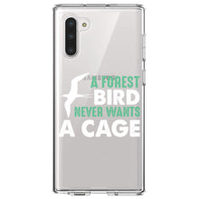 DistinctInk® Clear Shockproof Hybrid Case for Apple iPhone / Samsung Galaxy / Google Pixel - A Forest Bird Never Wants a Cage