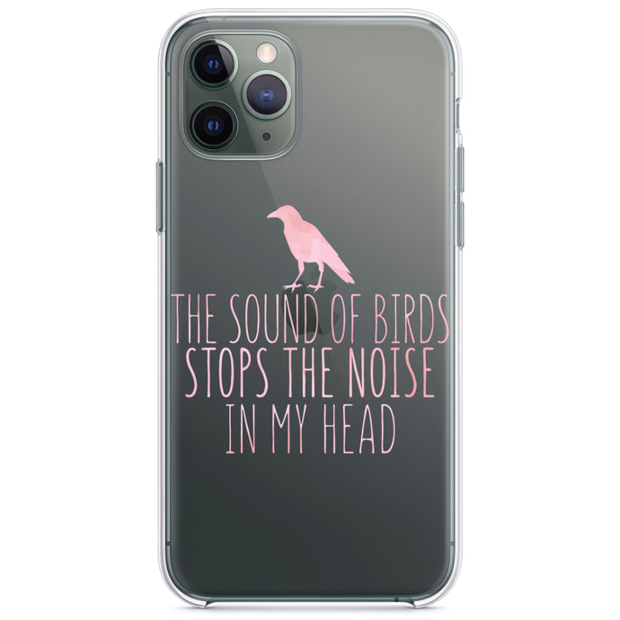 DistinctInk® Clear Shockproof Hybrid Case for Apple iPhone / Samsung Galaxy / Google Pixel - The Sound of Birds Stops the Noise