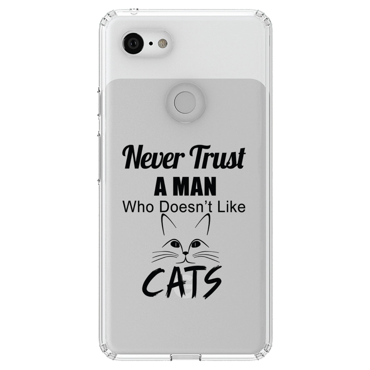 Never Trust Man Who Doesn't Like Cats Clear Shockproof iPhone Case, view 21