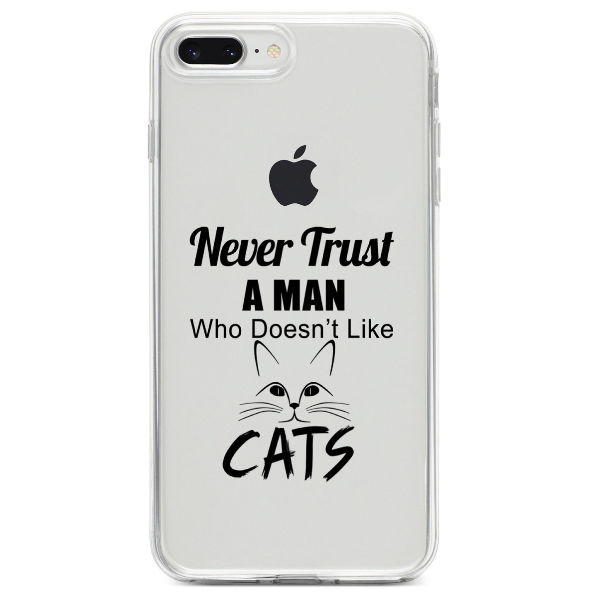 Never Trust Man Who Doesn't Like Cats Clear Shockproof iPhone Case, view 6