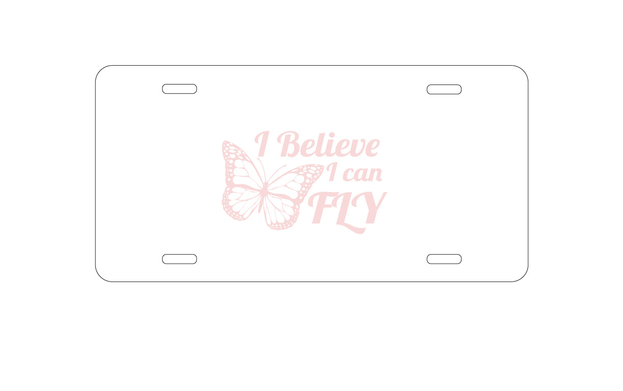 DistinctInk Custom Aluminum Decorative Vanity Front License Plate - Butterfly - I Believe I Can Fly