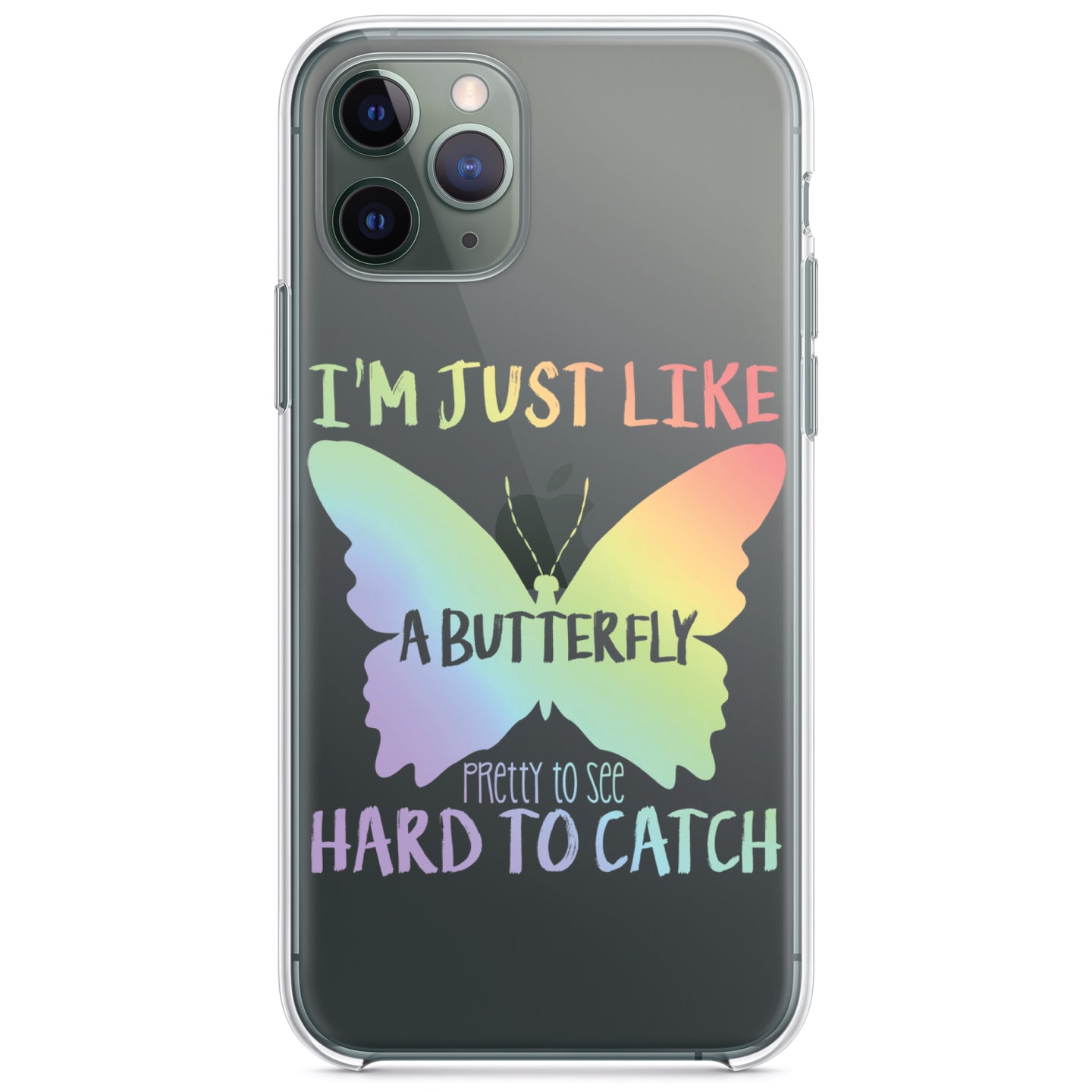 DistinctInk® Clear Shockproof Hybrid Case for Apple iPhone / Samsung Galaxy / Google Pixel - Like Butterfly - Pretty to See Hard to Catch