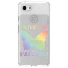 DistinctInk® Clear Shockproof Hybrid Case for Apple iPhone / Samsung Galaxy / Google Pixel - Like Butterfly - Pretty to See Hard to Catch