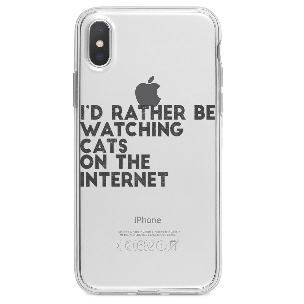 Rather Be Watch Cats On The Internet Clear Shockproof iPhone Case, view 4