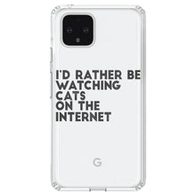 DistinctInk® Clear Shockproof Hybrid Case for Apple iPhone / Samsung Galaxy / Google Pixel - Rather Be Watch Cats On The Internet