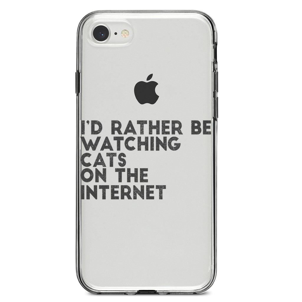 Rather Be Watch Cats On The Internet Clear Shockproof iPhone Case, view 5