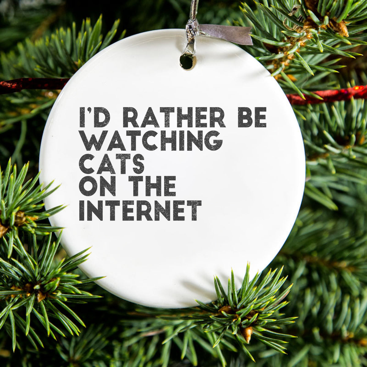 Rather Be Watch Cats On The Internet Ceramic Ornament, view 2