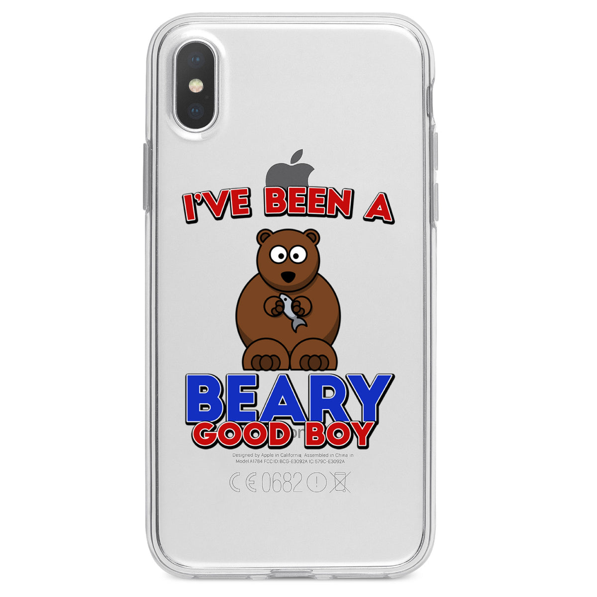 I've Been A Beary Good Boy Clear Shockproof iPhone Case, view 4