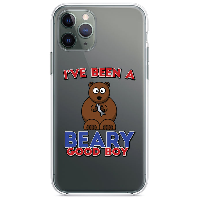 DistinctInk® Clear Shockproof Hybrid Case for Apple iPhone / Samsung Galaxy / Google Pixel - I've Been A Beary Good Boy