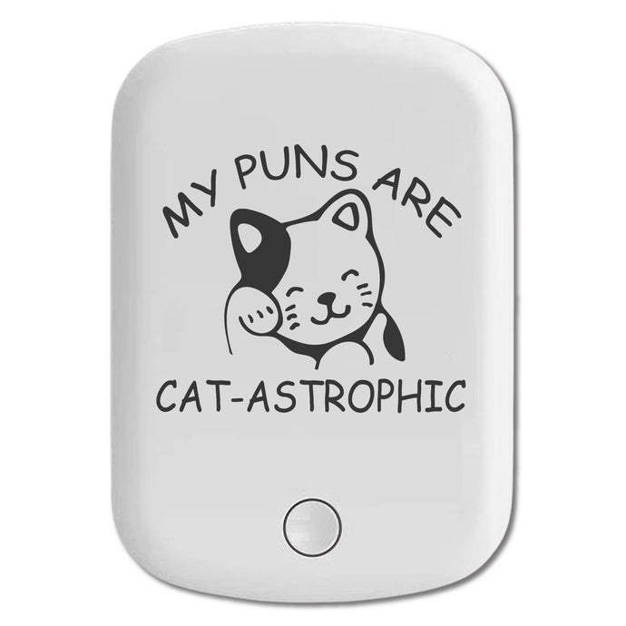 DistinctInk Magnetic Battery Pack, Wireless Portable Charger with USB-C Cable, Compatible with MagSafe iPhone 14 / 13 / 12 Series - My Puns Are Cat-Astrophic