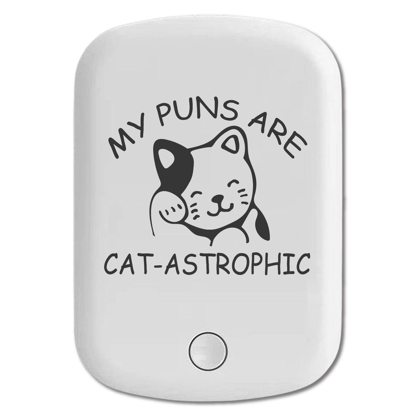 DistinctInk Magnetic Battery Pack, Wireless Portable Charger with USB-C Cable, Compatible with MagSafe iPhone 14 / 13 / 12 Series - My Puns Are Cat-Astrophic