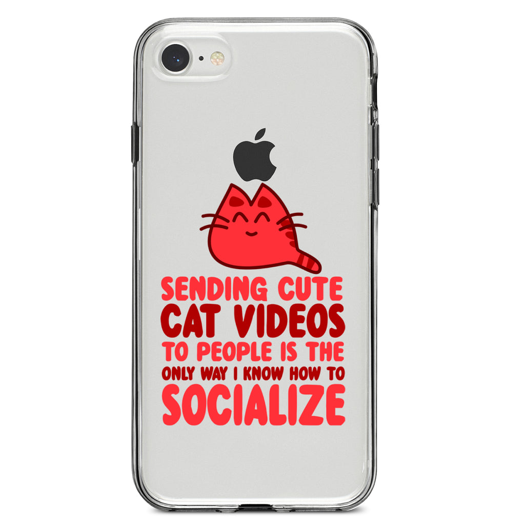 Sending Cute Cat Videos How I Socialize Clear Shockproof iPhone Case, view 5