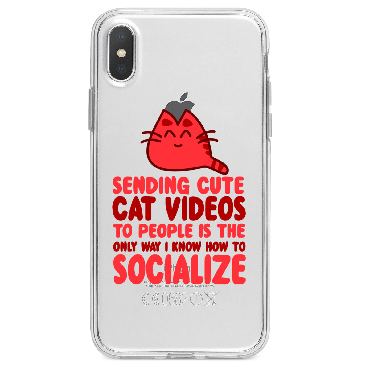 Sending Cute Cat Videos How I Socialize Clear Shockproof iPhone Case, view 4