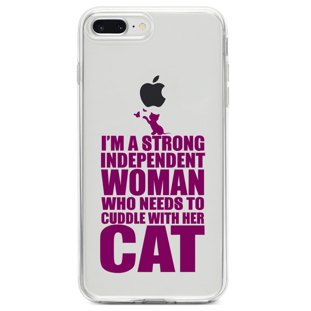 Strong Woman Needs to Cuddle Cat Clear Shockproof iPhone Case, view 6