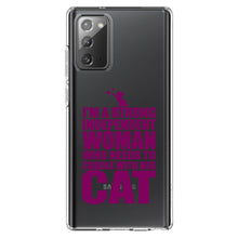 DistinctInk® Clear Shockproof Hybrid Case for Apple iPhone / Samsung Galaxy / Google Pixel - Strong Woman Needs to Cuddle Cat