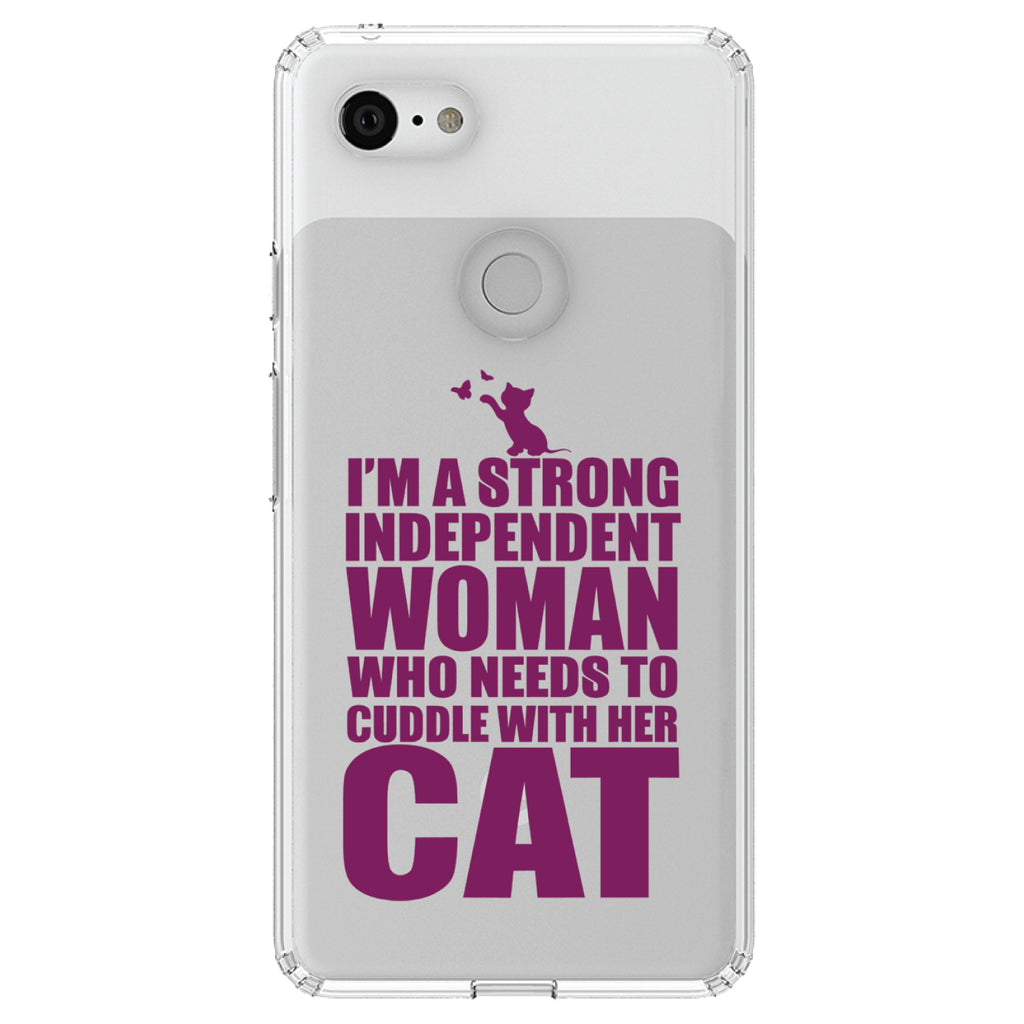 Strong Woman Needs to Cuddle Cat Clear Shockproof iPhone Case, view 22