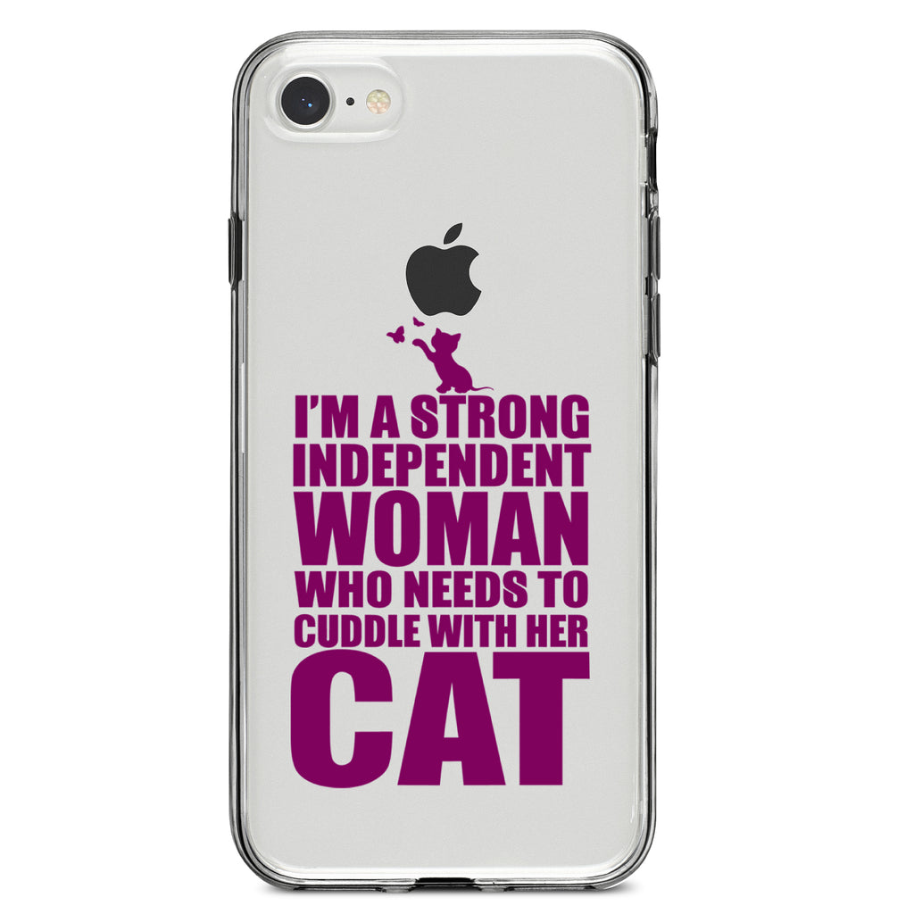 Strong Woman Needs to Cuddle Cat Clear Shockproof iPhone Case, view 5