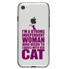DistinctInk® Clear Shockproof Hybrid Case for Apple iPhone / Samsung Galaxy / Google Pixel - Strong Woman Needs to Cuddle Cat