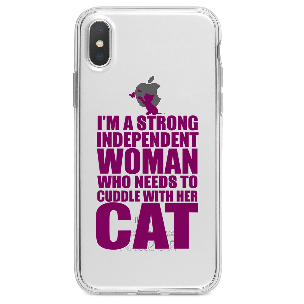 Strong Woman Needs to Cuddle Cat Clear Shockproof iPhone Case, view 4