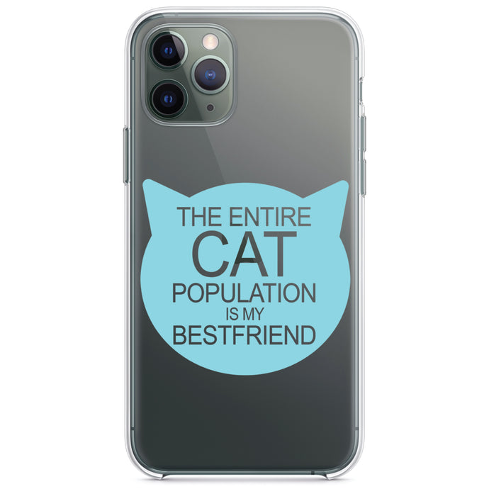 DistinctInk® Clear Shockproof Hybrid Case for Apple iPhone / Samsung Galaxy / Google Pixel - Cat Population is My Best Friend