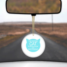 DistinctInk® Hanging Ceramic Christmas Tree Ornament with Gold String - Great Gift / Present - 2 3/4 inch Diameter - Cat Population is My Best Friend