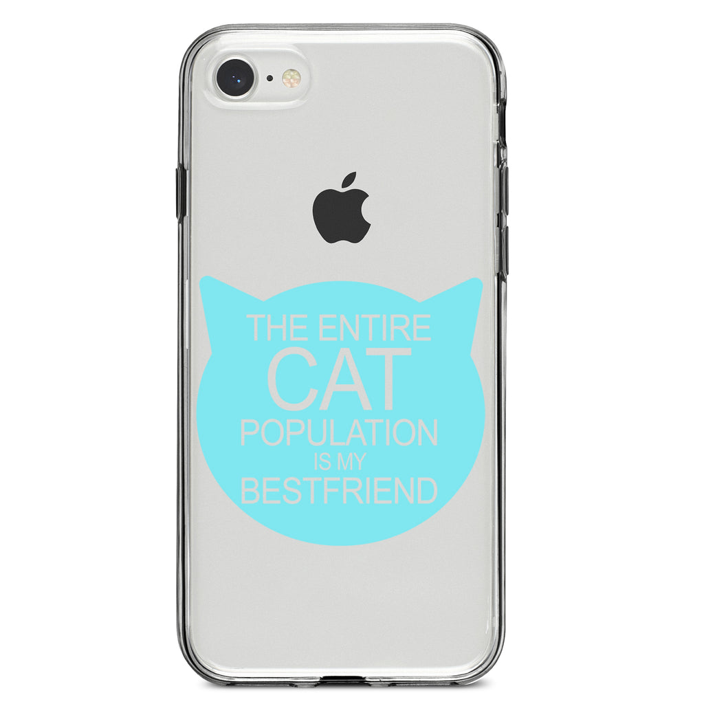 Cat Population is My Best Friend Clear Shockproof iPhone Case, view 5