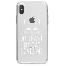 DistinctInk® Clear Shockproof Hybrid Case for Apple iPhone / Samsung Galaxy / Google Pixel - At Least My Cat Loves Me