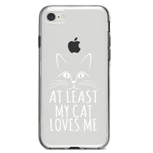 DistinctInk® Clear Shockproof Hybrid Case for Apple iPhone / Samsung Galaxy / Google Pixel - At Least My Cat Loves Me